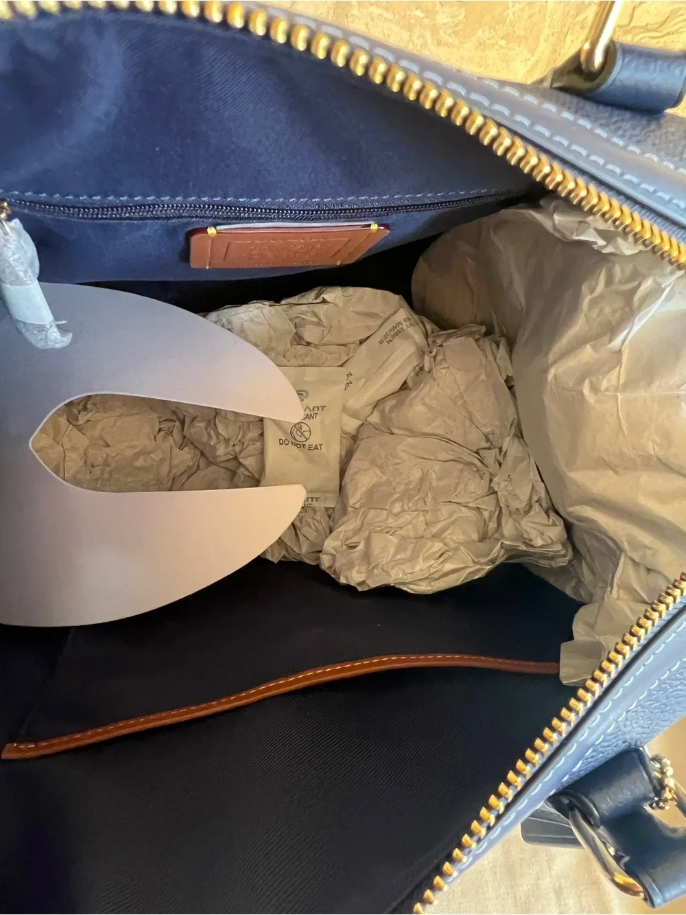 Coach Navy Signature Duffel Bag with Gold Hardware